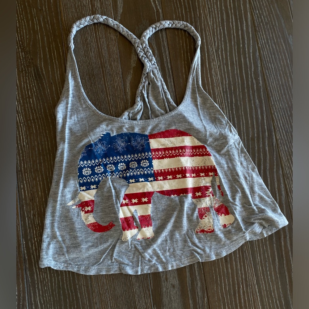 Patriotic elephant racerback cropped tank top